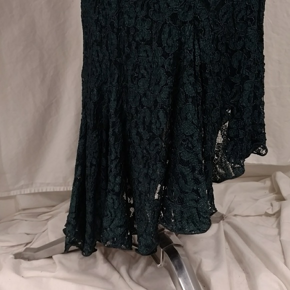 Silk Lace Dark Green Formal Dress Set Excellent Quality Sara Mique Holiday Party - Picture 4 of 16